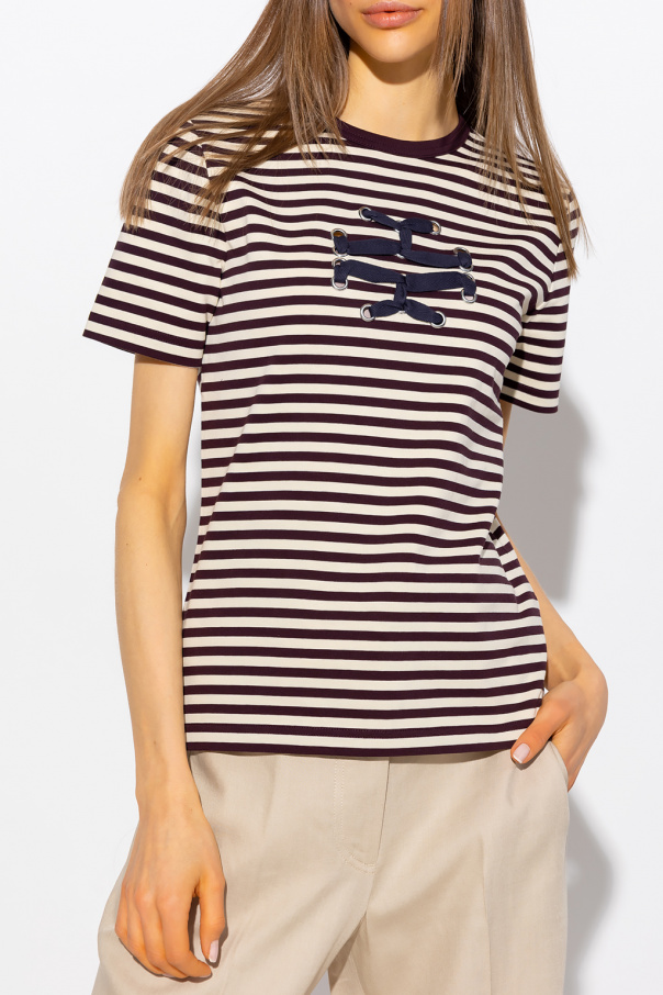 TORY BURCH Stripe Logo outlet Shirt - Navy Tory Burch